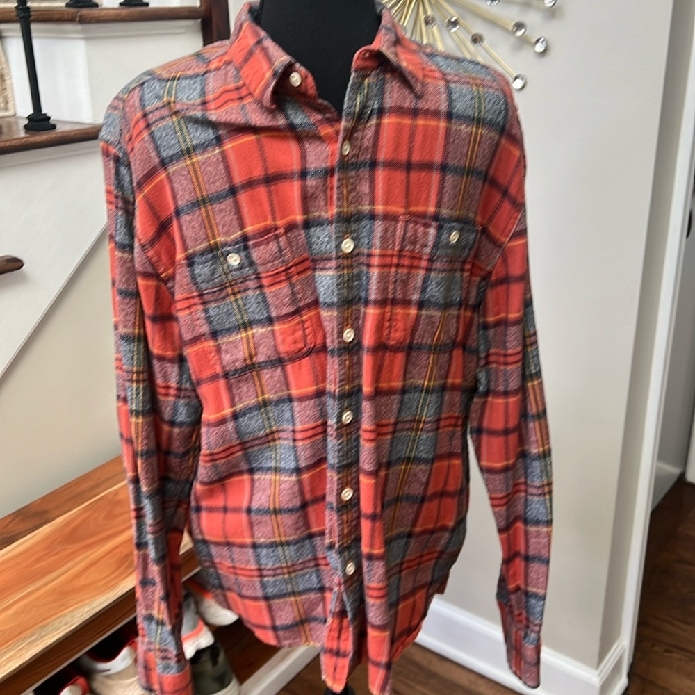 Lucky Brand | Rusty Orange Plaid Classic Fit Tartan Shirt Size Large